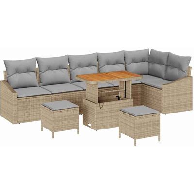 vidaXL Tuinbank Set met kussen 9 pcs Beige poly rattan vidaXL Tuinbank Set met kussen 9 pcs Beige poly rattan