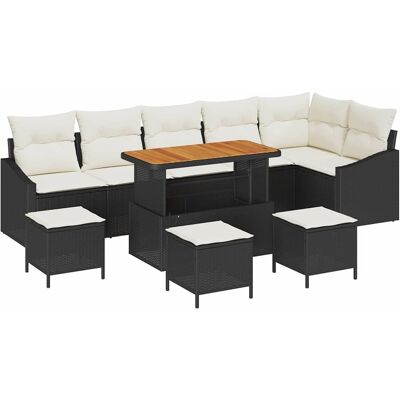 vidaXL Tuinbank Set met kussen 10 pcs Zwart poly rattan vidaXL Tuinbank Set met kussen 10 pcs Zwart poly rattan