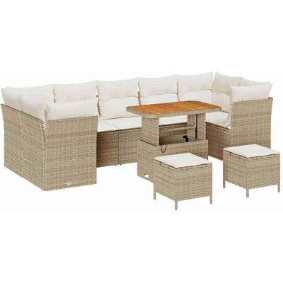 vidaXL Tuinbank Set met kussen met opslag 10 pcs beige en crèmekleurig vidaXL Tuinbank Set met kussen met opslag 10 pcs beige en crèmekleurig