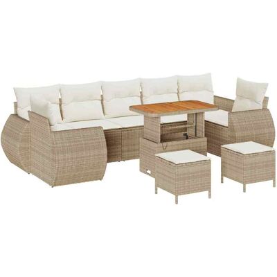 vidaXL Tuinbank Set met kussen met opslag 10 pcs beige en crèmekleurig vidaXL Tuinbank Set met kussen met opslag 10 pcs beige en crèmekleurig