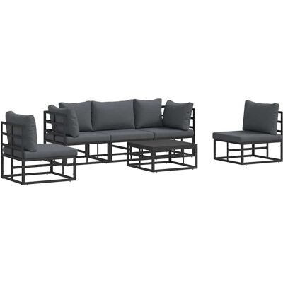 vidaXL Tuinbank Set met kussen 6 pcs Zwart Aluminium vidaXL Tuinbank Set met kussen 6 pcs Zwart Aluminium