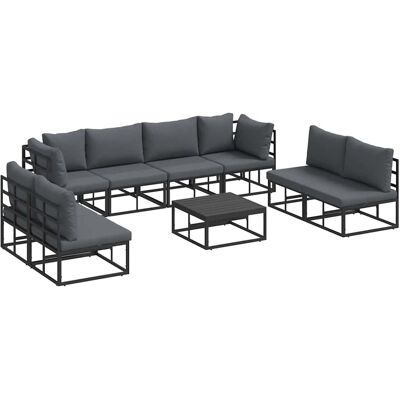 vidaXL Tuinbank Set met kussen 9 pcs Zwart Aluminium vidaXL Tuinbank Set met kussen 9 pcs Zwart Aluminium