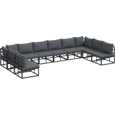 vidaXL Tuinbank Set met kussen 10 pcs Zwart Aluminium vidaXL Tuinbank Set met kussen 10 pcs Zwart Aluminium