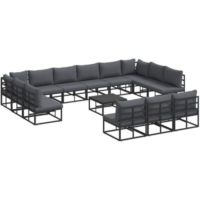 vidaXL Tuinbank Set met kussen 14 pcs Zwart Aluminium vidaXL Tuinbank Set met kussen 14 pcs Zwart Aluminium