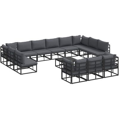 vidaXL Tuinbank Set met kussen 14 pcs Zwart Aluminium vidaXL Tuinbank Set met kussen 14 pcs Zwart Aluminium