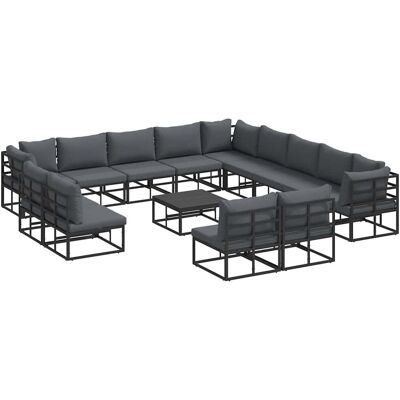 vidaXL Tuinbank Set met kussen 14 pcs Zwart Aluminium vidaXL Tuinbank Set met kussen 14 pcs Zwart Aluminium