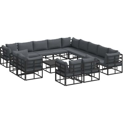 vidaXL Tuinbank Set met kussen 14 pcs Zwart Aluminium vidaXL Tuinbank Set met kussen 14 pcs Zwart Aluminium