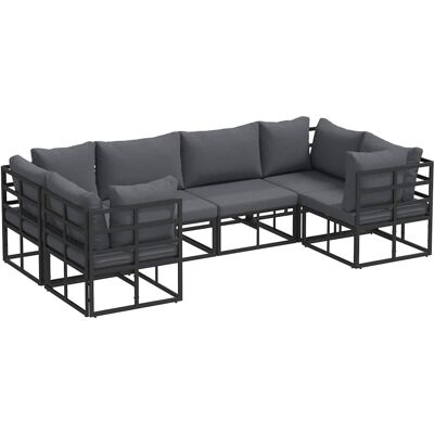 vidaXL Tuinbank Set met kussen 6 pcs Zwart Aluminium vidaXL Tuinbank Set met kussen 6 pcs Zwart Aluminium