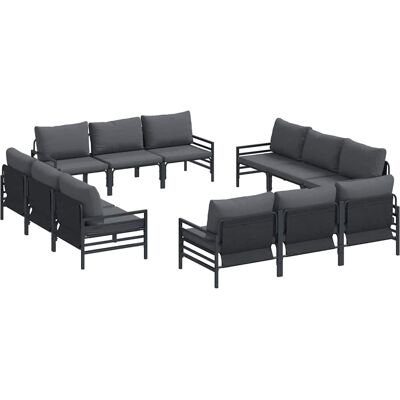 vidaXL Tuinbank Set met kussen 12 pcs Zwart Staal vidaXL Tuinbank Set met kussen 12 pcs Zwart Staal