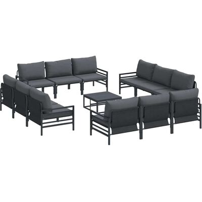 vidaXL Tuinbank Set met kussen 13 pcs Zwart Staal vidaXL Tuinbank Set met kussen 13 pcs Zwart Staal
