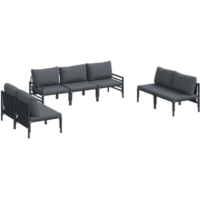 vidaXL Tuinbank Set met kussen 7 pcs Zwart Staal vidaXL Tuinbank Set met kussen 7 pcs Zwart Staal