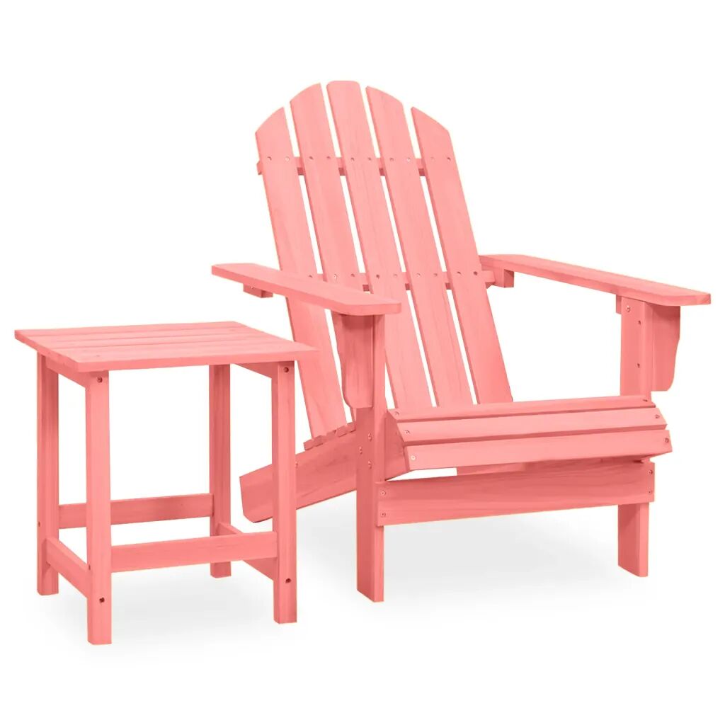 vidaXL Tuinstoel Adirondack met tafel massief vurenhout roze