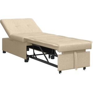 vidaXL Uittrekbare Slaapbank Crème 194 x 50 x 82 cm Stof vidaXL Uittrekbare Slaapbank Crème 194 x 50 x 82 cm Stof