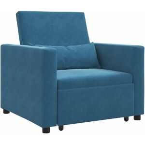 vidaXL Uittrekbare slaapbank eenpersoons met wielen Blauw Fluweel vidaXL Uittrekbare slaapbank eenpersoons met wielen Blauw Fluweel