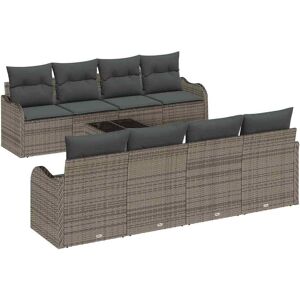 vidaXL Tuinbank Set met kussen 9 pcs Grijs Poly Riet en Staal en Glas vidaXL Tuinbank Set met kussen 9 pcs Grijs Poly Riet en Staal en Glas