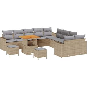 vidaXL Tuinbank Set met kussen 17 pcs Beige en Lichtgrijs poly rattan vidaXL Tuinbank Set met kussen 17 pcs Beige en Lichtgrijs poly rattan