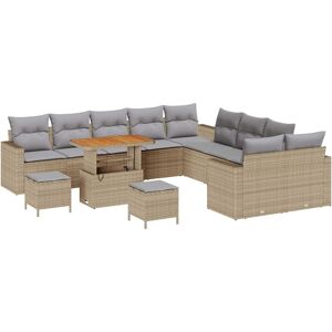 vidaXL Tuinbank Set met kussen 17 pcs Beige en Lichtgrijs poly rattan vidaXL Tuinbank Set met kussen 17 pcs Beige en Lichtgrijs poly rattan