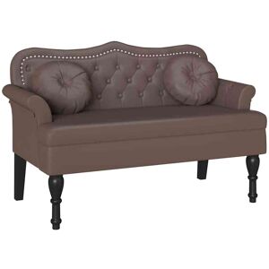 vidaXL Chesterfield Bank met kussen Bruin 120,5 x 65 x 75 cm Kunstleer vidaXL Chesterfield Bank met kussen Bruin 120,5 x 65 x 75 cm Kunstleer