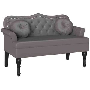vidaXL Chesterfield Bank met kussen Grijs 120,5 x 65 x 75 cm Kunstleer vidaXL Chesterfield Bank met kussen Grijs 120,5 x 65 x 75 cm Kunstleer
