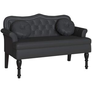 vidaXL Chesterfield Bank met kussen Zwart 120,5 x 65 x 75 cm Kunstleer vidaXL Chesterfield Bank met kussen Zwart 120,5 x 65 x 75 cm Kunstleer