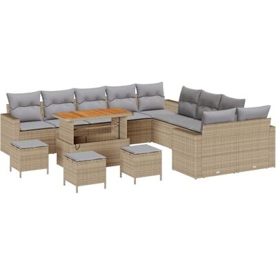 vidaXL Tuinbank Set 18 st 11-Aantal zitplaatsen Beige en Lichtgrijs vidaXL Tuinbank Set 18 st 11-Aantal zitplaatsen Beige en Lichtgrijs