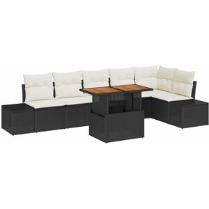 vidaXL Tuin Eettafel Set met kussen 7 pcs Zwart en Crème vidaXL Tuin Eettafel Set met kussen 7 pcs Zwart en Crème