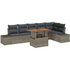 vidaXL Tuin Eettafel Set met kussen 7 pcs Grijs en Bruin vidaXL Tuin Eettafel Set met kussen 7 pcs Grijs en Bruin