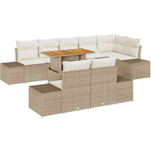vidaXL Tuin Eettafel Set met kussen 9 pcs Beige en Crème vidaXL Tuin Eettafel Set met kussen 9 pcs Beige en Crème