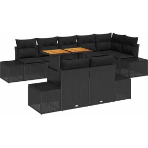 vidaXL Tuin Eettafel Set met kussen 9 pcs Zwart en Bruin vidaXL Tuin Eettafel Set met kussen 9 pcs Zwart en Bruin