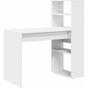 vidaXL Bureau met plank met opslag Wit 113 x 54 x 120 cm Bewerkt hout vidaXL Bureau met plank met opslag Wit 113 x 54 x 120 cm Bewerkt hout