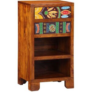 vidaXL Floraal Einde Tafel met lade met opslag Bruin 40 x 35 x 75 cm vidaXL Floraal Einde Tafel met lade met opslag Bruin 40 x 35 x 75 cm