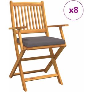 vidaXL Vouwstoel 8 pcs Grijs 49 x 57,5 x 92cm Massief acaciahout vidaXL Vouwstoel 8 pcs Grijs 49 x 57,5 x 92cm Massief acaciahout