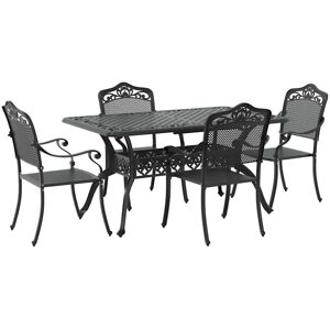 vidaXL Tuin Eettafel Set 5 pcs Zwart Aluminium vidaXL Tuin Eettafel Set 5 pcs Zwart Aluminium