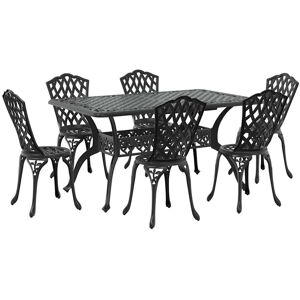 vidaXL Tuin Eettafel Set 7 pcs Zwart Aluminium vidaXL Tuin Eettafel Set 7 pcs Zwart Aluminium