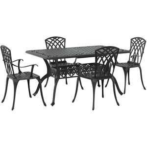 vidaXL Tuin Eettafel Set 5 pcs Zwart Aluminium vidaXL Tuin Eettafel Set 5 pcs Zwart Aluminium