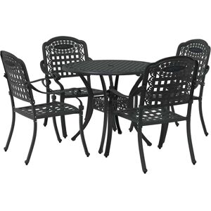 vidaXL Tuin Eettafel Set 5 pcs Zwart Aluminium vidaXL Tuin Eettafel Set 5 pcs Zwart Aluminium