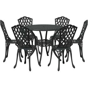vidaXL Tuin Eettafel Set 7 pcs Zwart Aluminium vidaXL Tuin Eettafel Set 7 pcs Zwart Aluminium