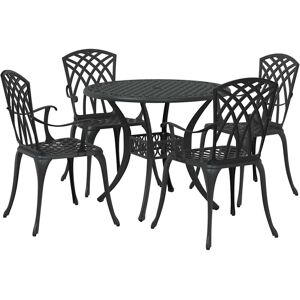 vidaXL Tuin Eettafel Set 5 pcs Zwart Aluminium vidaXL Tuin Eettafel Set 5 pcs Zwart Aluminium