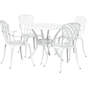 vidaXL Tuin Eettafel Set 5 pcs Wit Aluminium vidaXL Tuin Eettafel Set 5 pcs Wit Aluminium