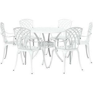 vidaXL Tuin Eettafel Set 7 pcs Wit Aluminium vidaXL Tuin Eettafel Set 7 pcs Wit Aluminium