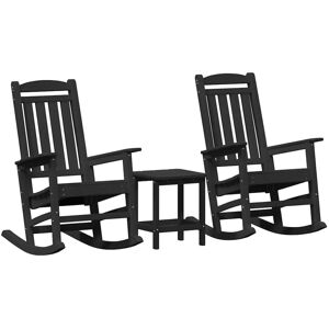 vidaXL Schommelstoel 3 pcs Zwart Polyetheen vidaXL Schommelstoel 3 pcs Zwart Polyetheen
