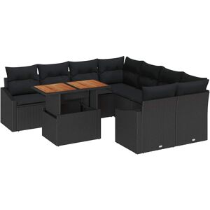 vidaXL Tuin Eettafel Set met kussen 9 pcs Zwart en Bruin vidaXL Tuin Eettafel Set met kussen 9 pcs Zwart en Bruin