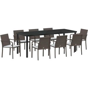 vidaXL Tuin Eettafel Set 9 pcs Bruin en Zwart PE Riet vidaXL Tuin Eettafel Set 9 pcs Bruin en Zwart PE Riet