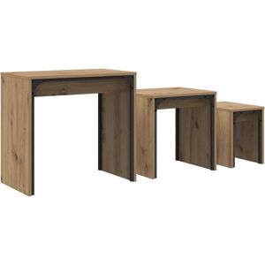 vidaXL Salontafel 3 pcs Artisan Eiken Bewerkt hout vidaXL Salontafel 3 pcs Artisan Eiken Bewerkt hout