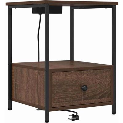 vidaXL Nachtkastje Bruin Eiken 42 x 41 x 56 cm Bewerkt hout vidaXL Nachtkastje Bruin Eiken 42 x 41 x 56 cm Bewerkt hout