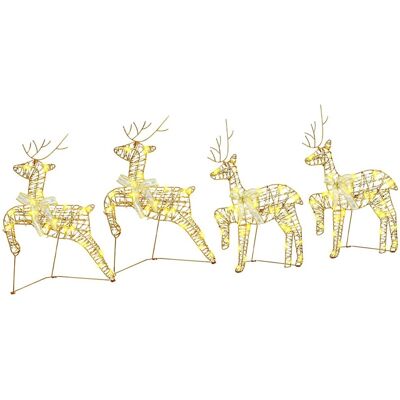 vidaXL LED Rendieren met 80 LED 4 pcs Goud PET vidaXL LED Rendieren met 80 LED 4 pcs Goud PET