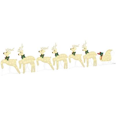 vidaXL LED Rendieren 7 pcs Goud Stof vidaXL LED Rendieren 7 pcs Goud Stof