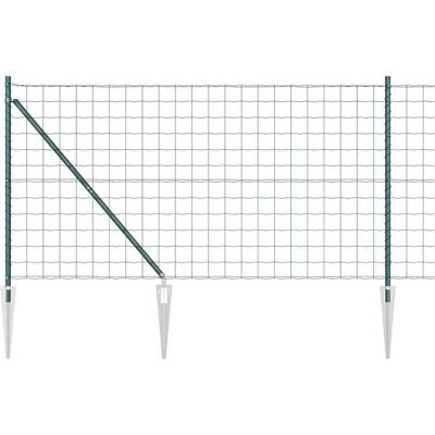 vidaXL Europese Hek met Spikes 10 x 1,4 m PVC-Coated Staal Groen Mesh vidaXL Europese Hek met Spikes 10 x 1,4 m PVC-Coated Staal Groen Mesh