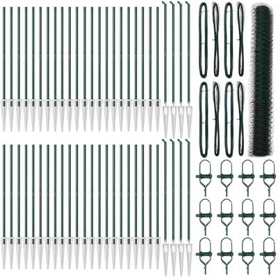 vidaXL Hexagonaal hek met paal 100 x 1,2 m PVC-Coated Staal Groen Mesh vidaXL Hexagonaal hek met paal 100 x 1,2 m PVC-Coated Staal Groen Mesh