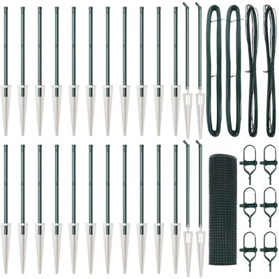 vidaXL Gelast Draadhek met Spikes 50 x 1 m PVC-gecoate Staal Groen vidaXL Gelast Draadhek met Spikes 50 x 1 m PVC-gecoate Staal Groen